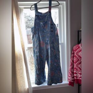 Women's Denim Floral Overalls